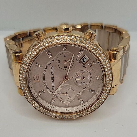 Michael Kors MK5896 Women's Stainless Steel Analog Blush Dial Quartz Watch BC851 - Picture 6 of 10